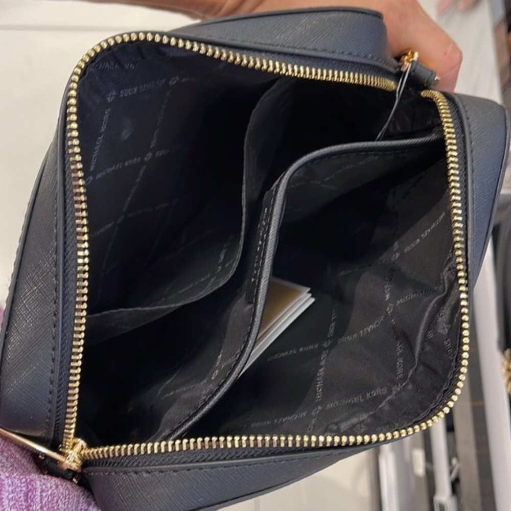 Michael Kors Jet Set Item Large East West Zip Crossbody Leather Black - Picture 10 of 16